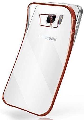 moex Coque de Protection en Silicone Compatible avec Samsung Galaxy S7 | Flexible/Bord Brillant, Rose doré