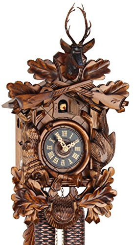 Eble Kuckucksuhr Original Schwarzwälder Kuckuckuhr Echtholz mechanisches 8-Tage Laufwerk NEU VDs Zertifikat Jagdstück 40cm- 32-21-12-80