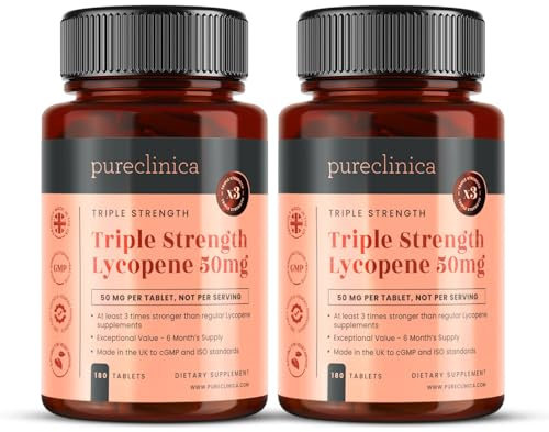 Lycopene 50mg – 360 Tablets (2 x 180) | 12 Month Supply | Triple Strength Antioxidant Supplement | High Potency Tomato Extract | Vegan, Non-GMO, Made in UK