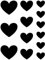 Samunshi® Herzen Aufkleber Set 'gefüllt' 6x3,5cm+4x5cm+3x7cm schwarz