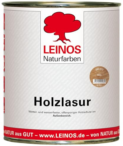 Wetterfeste Holzlasur für Außen 072 Eiche 0,75 Liter – offenporiger Holzschutz mit Filmschutz gegen Pilzbefall – für Fenster, Türen, Zäune & Pergolen – wasserabweisend, lasierend