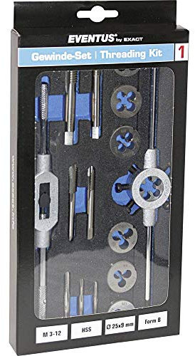 Eventus by Exact 70607 Gewindeschneidsatz 16teilig HSS metrisch M3, M4, M5, M6, M8, M10, M12