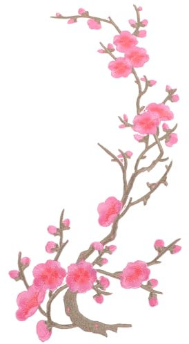 Aufnäher Bügelbild Applikationen Stickerei Rosa Pflaume Blüte Aufkleber Sticker