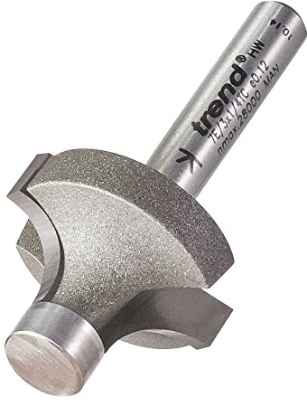 Trend Pin Guided Round Over Router Cutter, 8mm Radius, 1/4 Inch Shank | For Professional Routing, This Tungsten Carbide Tipped Cutter Delivers A Smooth 8mm Radius, 26mm Cut Dia, 7E/3X1/4TC