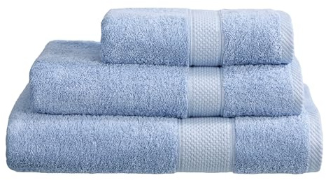 Linens Limited - Hand Towel for Bathroom and for Kitchen, Great as Face Towel, Guest Towel, and More, Turkish Cotton, Soft and Luxurious, Super Absorbent, Machine Washable (Light Blue)