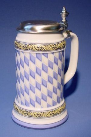 Mass-Krug Bierseidel Bier-Krug 1 L Bayern-Rauten Porzellan