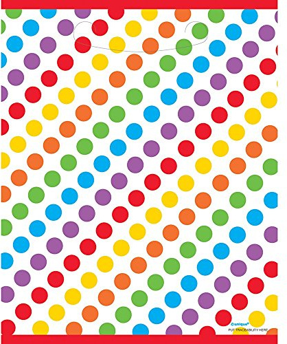 Rainbow Birthday Party Loot Bags (19cm x 27cm) Pack of 8 - Rainbow Dots Design, Vibrant & Eye-Catching Party Favor Bags for Kids