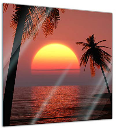 Bilderdepot24 Glasbild - Sonnenuntergang auf Ibiza - 20 x 20 cm - Deko Glas - Wandbild aus Glas - Bild auf Glas - Moderne Glasbilder - Glasfoto - Echtglas - kein Acryl - Handmade