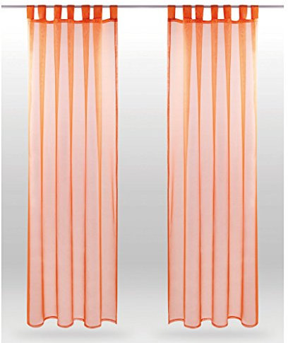 Bestlivings Schlaufenschal Noella, transparenter Dekoschal Voile b 140x l 175 cm 2er Pack, Wohnaccessoire in vielen erhältlich (orange - möhre/ohne Raffhalter)