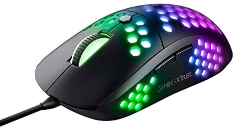 Trust Gaming GXT 960 Graphin Leichte RGB Gaming Maus, 74 g, 200-10.000 DPI, Einstellbare Pollrate bis zu 1000 Hz, 6 Programmierbare Tasten, PC-Maus für Laptop, Computer, Windows - Schwarz