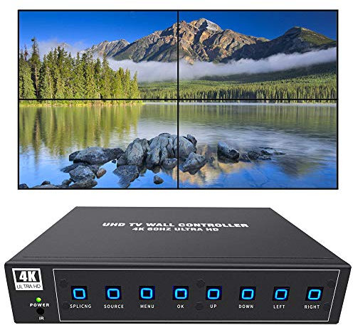 ISEEVY 4K60 UHD Video Wall Controller 2x2 1x2 2x1 1x3 3x1 1x4 4x1 TV Wandcontroller für 4 TV Spleißen Display Unterstützung 3840 x 2160 @ 60Hz Eingänge und Drehung um 90 Grad für Portrait-Modus