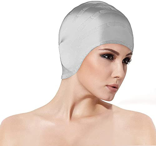 AIBAOBAO Gorros de Natación, Gorro de natación de Silicona Gorros de natación Antideslizantes, Antideslizantes Gorro de Baño Impermeable con Orejeras para Unisex Cabello Largo y Corto