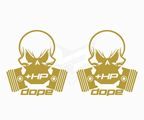 Artstickers 2 Stück Aufkleber Totenkopf Dope Dekoration Aufkleber Aufkleber Autoaufkleber Motorrad Aufkleber Helm (gold, 16 x 15 cm)