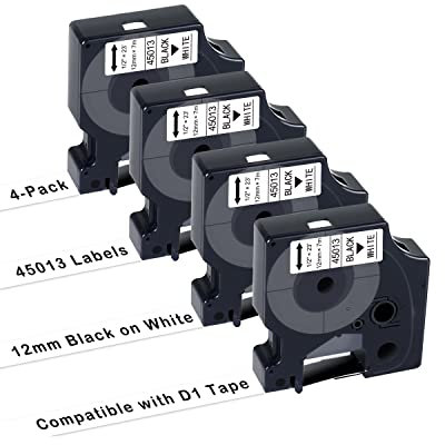 UNOKA 45013 Komaptibel für Dymo D1 12mm x 7m Etikettenbnad S0720530 A45013 Black White für DYMO LabelManager 160 280 210D 360D 420P 500TS 450D PNP LabelWriter 450 DUO,Schwarz auf Weiß Schriftbänder