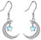 Mond und Stern Ohrringe für Damen Sterling Silber Mondstein Halbmond Baumelnde Ohrringe Schmuck Geschenke