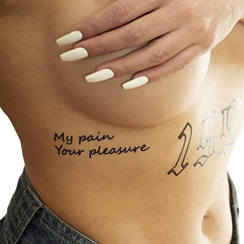 2 x Pleasure Pain Tattookarte - Schriftzüge in schwarz und rot - Kinky Fetish Temporary Tattoo (2)