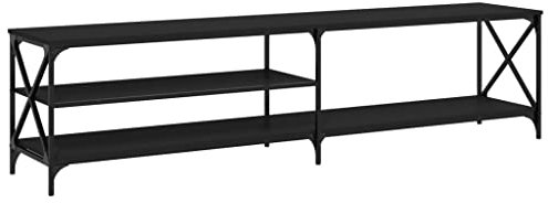 vidaXL Mobile Porta TV Nero 200x40x50cm in Legno Multistrato e Metallo, mobile porta TV, mobile dispositivi multimediali, mobile HiFi, unità TV