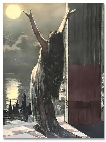 uoyien Vintage-Wandkunst, Hexe, Gothic, dunkle Akademie, Hexe, Wanddekoration, okkulte Luna, Anbetung, Wandkunstdrucke, ästhetische Wanddekoration, Poster, 30,5 x 40,6 cm, ungerahmt