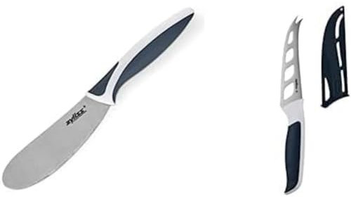 Bundle of Zyliss Comfort Spreading Knife Butter Knife/Butter Spreader/Cheese Spreader + Zyliss Comfort Cheese Knife, 12 cm/4.5 Inch, Japanese Stainless Steel, Black/White, Dishwasher Safe