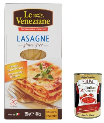 Italian Gourmet Lasagne Senza Glutine, glutenfreie Pasta Nudeln, 12 x 250g | Mais- und Reisbasis / ricetta con mais e riso, backfest für Ofengerichte, Gesamtnettogewicht 3 kg + Kostenlos Polpa 400g