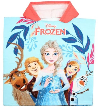 eplusm Diney Frozen ELSA Anna Badetuch Bademantel Kapuzen Poncho für Mädchen 55 x 110 cm - 3 bis 6 Jahre Fast Dry Eiskönigin Bade-Poncho– Geschenk Mädchen ideal für Pool, Strand und Schwimmbad (Rosa)