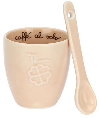THUN, Caffeino Quadrifoglio con Cucchiaino in Porcellana, Ø 3.5 cm, 6.5 cm h, 110 cc, Cucchiaino 10 cm
