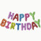 Happy Birthday Luftballons Girlande Geburtstagsdeko Folienballon Kindergeburtstag Ballons - Rosa, Blau, Bunt, Silber, Regenbogenfarben, Gold, Schwarz (Bunt)
