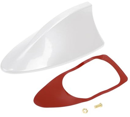 Partuto 1 Pcs Universal Shark Fin Antenna Cover Signal Roof Aerial for Car SUV Truck Offroad ABS Material with Adhesive Base Pearl White