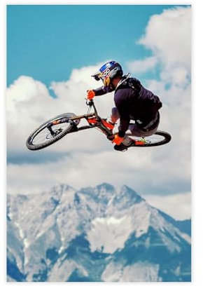 Exklusive Kunst, Extremsport-Abenteuer, Radfahrer, Fabio Wibmer, Freiheit, wild, erstaunlicher Junge, Raumdekoration, Porträtposter, 7 Leinwandposter, Schlafzimmer, Dekoration, Landschaft, Büro