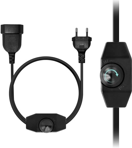 KSIBNW 2M LED Dimmer mit Schalter, Kabel Dimmer (Stecker + Buchse) für Led Lampen 220-230V EU Dimmen Verlängerungskabel Drehdimmer Geräuschlos Dimmschalter Schnur für LED Leuchtmittel, Schwarz