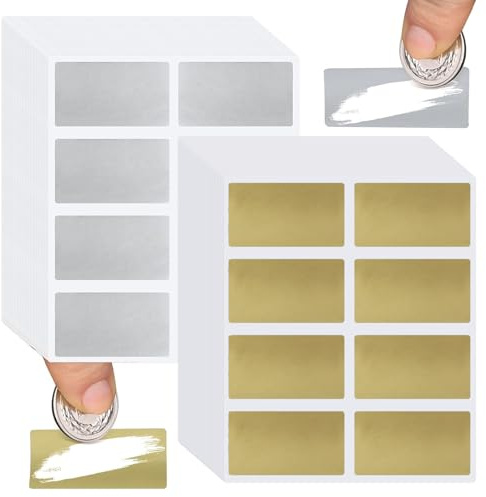 VEGCOO 120 Stück Kratzkarten, 60 x 40 mm, selbstklebend, Kratzkarten, rechteckig, für DIY, Postkarte, Überraschung, Geheimnis, Scrapbooking, Party, Geschenk (Gold + Silber)