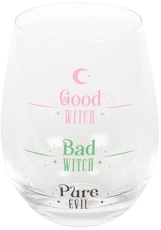 Something Different Wholesale Good Witch, Bad Witch Stemless Glass | Halloween Wine Glass | Gothic Glassware for Witches