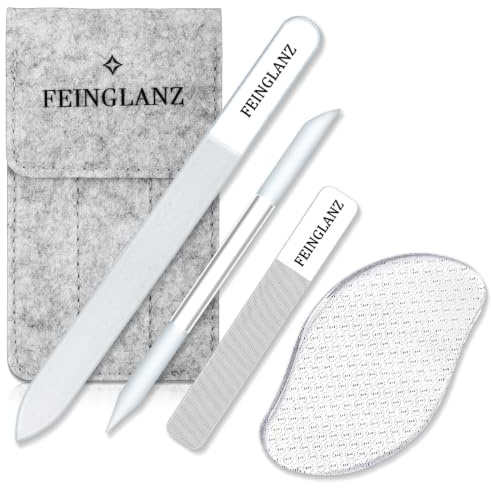 Geiserailie 5 Pezzi Lime Unghie in Vetro Lima Lucidante Unghie Lima Nano Calli Stick Manicure Astuccio in Feltro per Mani e Piedi