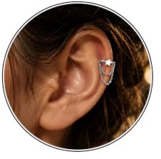 TESGADGETS Piercing Rings, Titan Stern Helix Piercing Schmuck 16G, Ketten Stern Helix Hoop Ohrringe, Klappsegment Knorpel Tragus Conch Piercing Schmuck, Silber