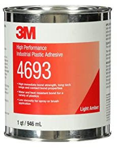 3M High Performance Industrial Plastic Adhesive 4693, Light Amber,Clear