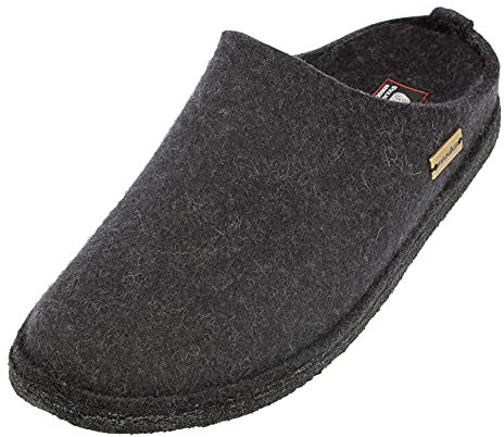 HAFLINGER Flair Soft Filzpantoffeln aus Wollfilz Hausschuh Dunkelgrau (Graphit 77), Gr. 45