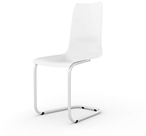 Tojo Stuhl | Freischwinger Stühle mit austauschbarer Sitzschale Filigraner Schwingstuhl für Küche/Arbeitszimmer/Büro | Moderne Konferenzstühle/Schreibtischstühle (Weiß)