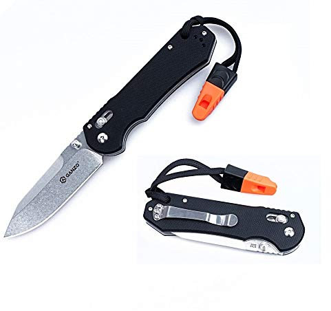 Ganzo Cuchillo Navaja, Unisex, G7452-BK-WS, Negro, Talla única