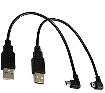 CERRXIAN USB 2.0 Extension Cable 9 Inch Mini USB Cable Combo Mini USB Right Angle & Left Angle Male to USB Type A 2.0 Data Sync and Charge Cable (1 Pair