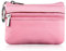 Borsello portamonete e portachiavi con zip, unisex, in pelle morbida, rosa.