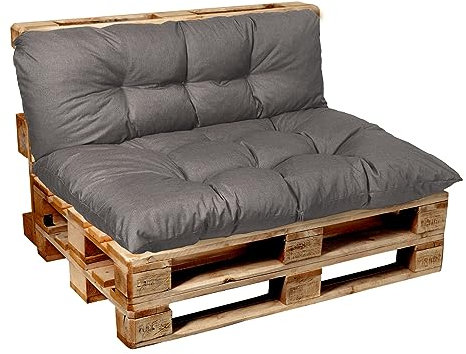 Garden Factory Palettenkissen Palettenauflagen Palettenpolster Sitzkissen, Rückenlehne oder Set, Gesteppt (Set (Sitzkissen 120x60 + Rückenlehne 120x60), Grau)