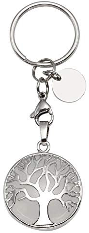 CrystalTears Natürlich Edelstein Schlüsselanhänger Lebensbaum Anhänger Heilsteine Reiki Schlüsselring Schlüsselbund Keychain Dekoration