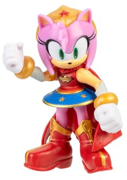 DC x Sonic als Amy als Wonder Woman 6 cm Actionfigur, offiziell lizenziert von Jakks Pacific, hochbeweglich und detailreich gestaltet, Sammlerverpackung, Rosa