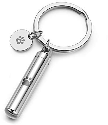PiercingJak Silber Schlüsselanhänger Hund Asche Urnen Memorial Flasche Anhänger Gedenken Schmuck (Mit-Gravur)