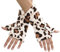 Amakando Originelle Pulswärmer Raubkatze mit Leoprint/Beige-Braun/Fingerlose Plüsch-Handschuhe Giraffe/Genau richtig zu Straßenkarneval & Kostümfest