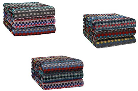Betz Grubentuch 9er SetHelgoland 50x90 cm – Arbeitshandtuch & Küchentuch aus 100% Baumwolle 330 g/m² – Saugstark & robust – karo bunt