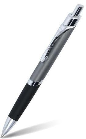 ONLINE Druck-Kugelschreiber Sporty Grau, Aluminium-Kulli, auswechselbarer Mine, dokumentenecht, blau schreibend, Metallclip