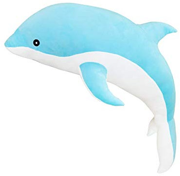 Surakey Peluche a forma di delfino 50 cm – dolce peluche delfino, cuscino per bambole, giocattoli per bambini, ragazze, ragazzi, amici, blu