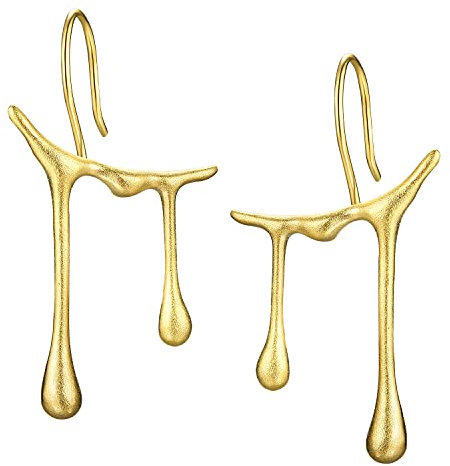 ✦ Geschenke für Frauen ✦Springlight Ohrringe Silber 925 Hängend Schatz Honig Tropfen Asymmetrisches Design Ohrringe Handgemachte Schmuck Damen Jugendweihe Geschenke Mädchen.(Gold)