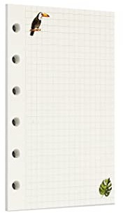 Zelten Bunt 45 Blatt 90 Seiten Lose-Blatt-Lochpapier-Nachfüllpackungen Papier für 6-Loch-Binder Persönlicher Organizer Tagebuch Notizbuch Nachfüllbarer Planer (A7, Rainforest Squared)